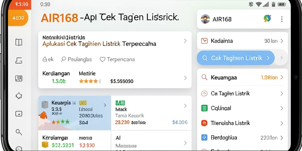 Antarmuka aplikasi AIR168 untuk cek tagihan listrik.