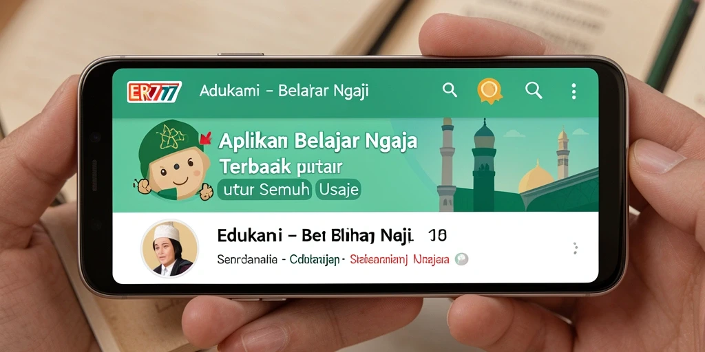 Antarmuka aplikasi ER777 yang interaktif dan menarik untuk belajar mengaji.