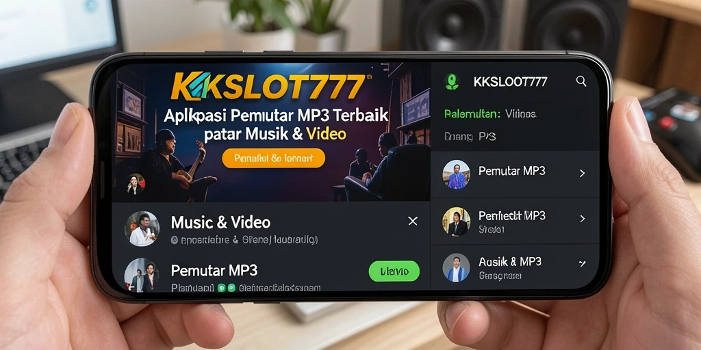 Antarmuka aplikasi Pemutar MP3 KKSLOT777 yang sederhana dan menarik.