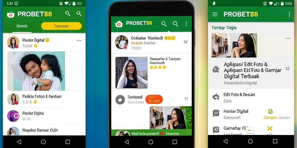 Tampilan antarmuka pengguna PROBET88 saat mengedit gambar digital.