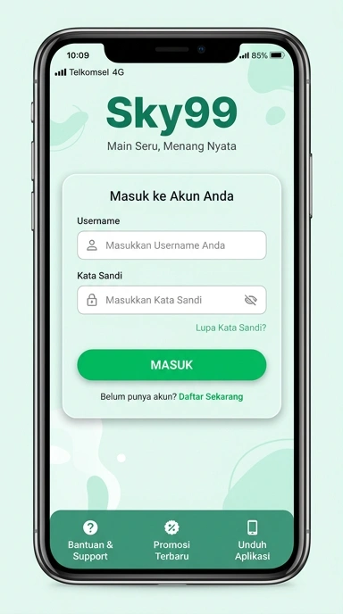 Tampilan halaman login sky99