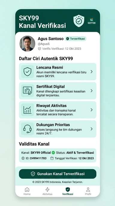 Tampilan kanal resmi sky99